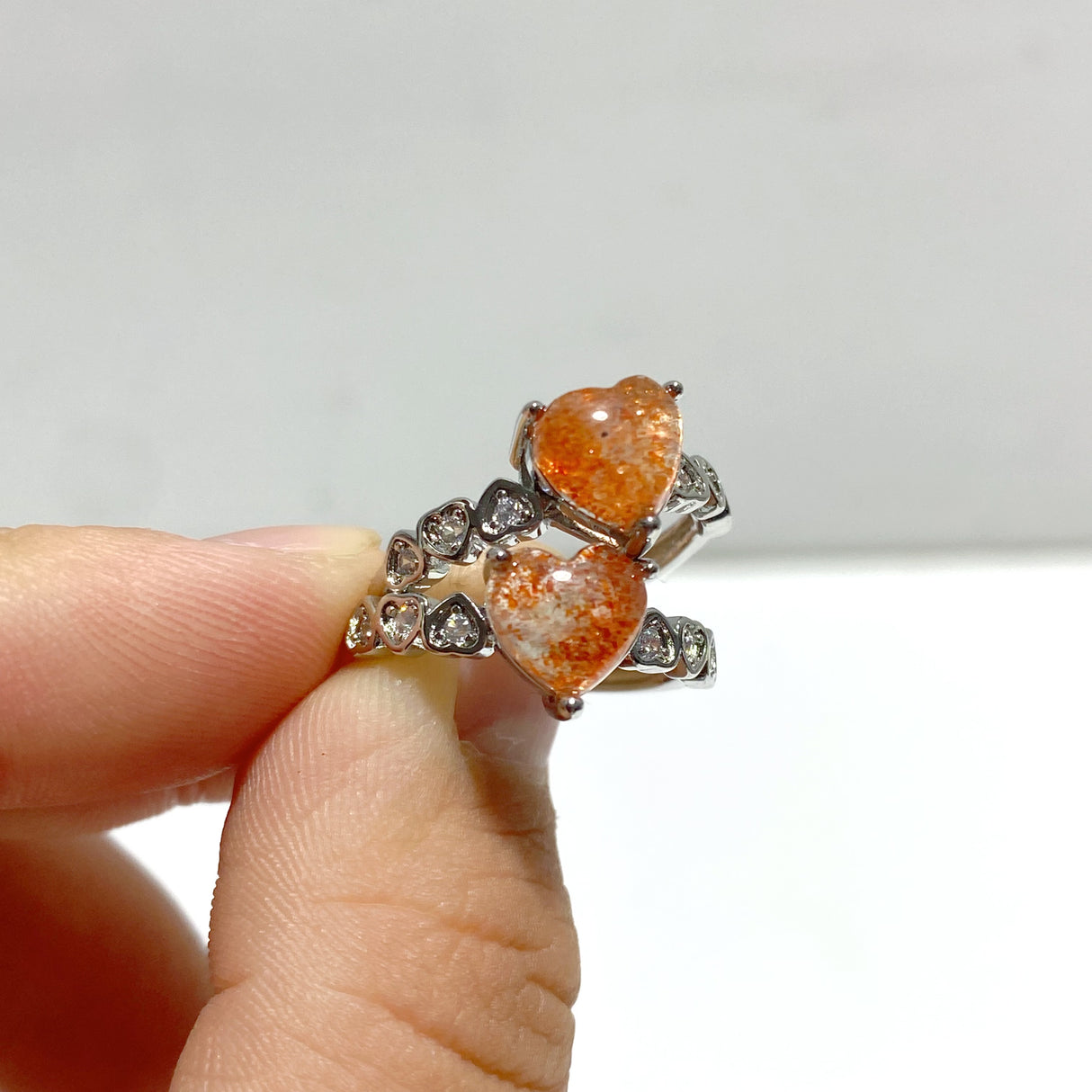 11 Pieces Beautiful Sunstone Heart Shape Ring #3