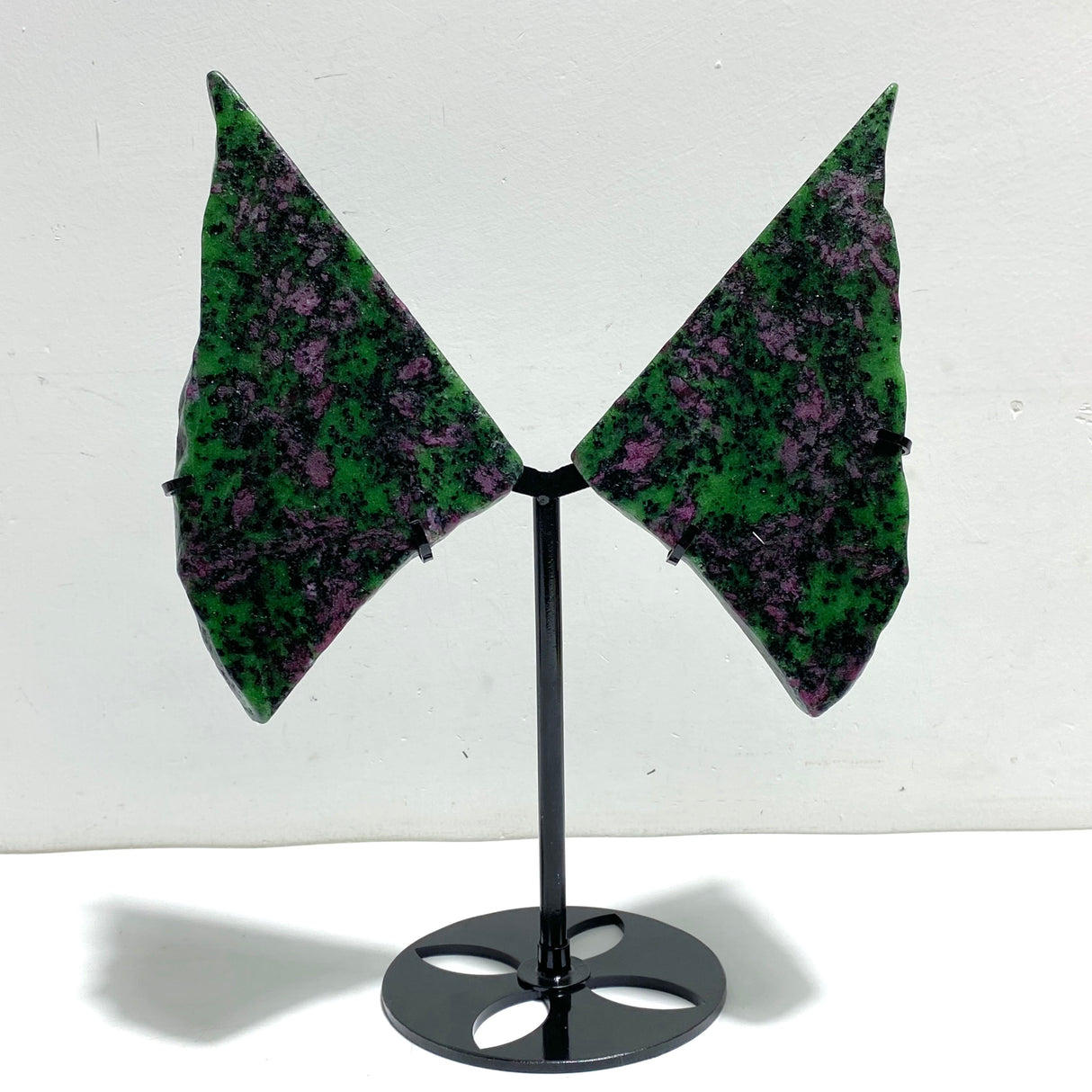 2 Pairs Ruby Zoisite Slab Wing With Stand