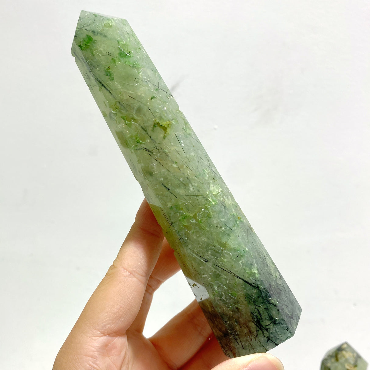 11 Pieces Large Green Prehnite Stone Tower
