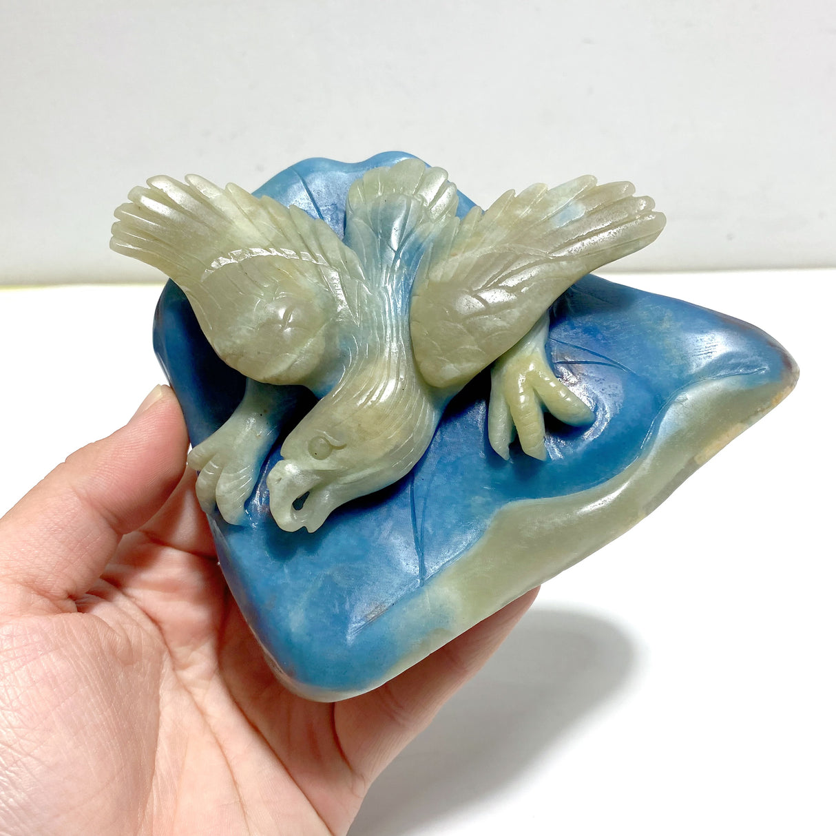 Blue Trolleite Eagle Carving