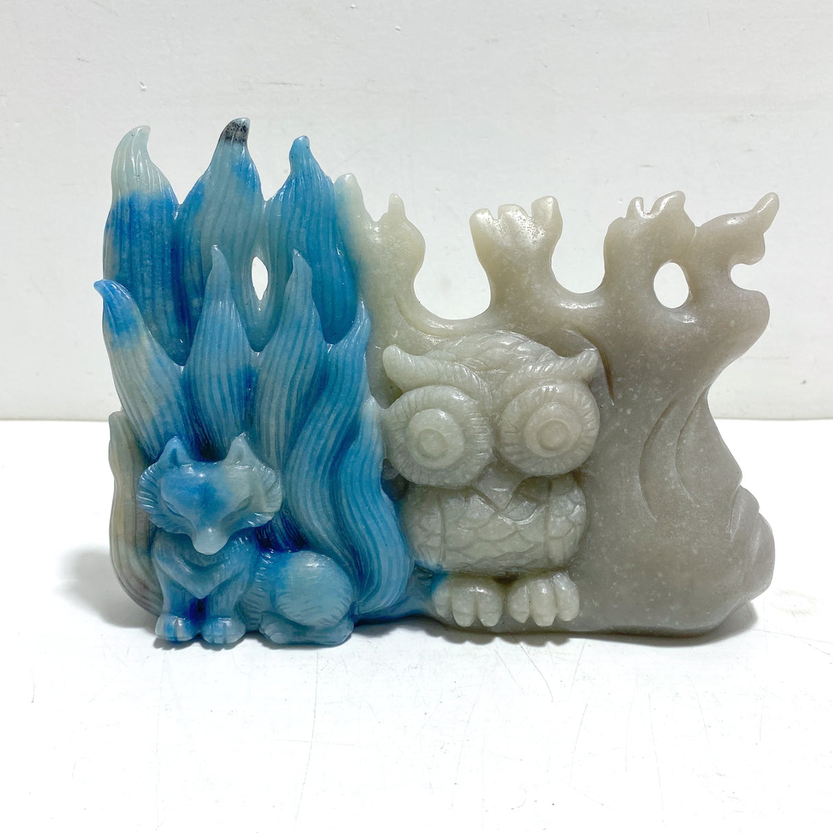 Unique Trolleite Stone Nine-tailed Owl Carving