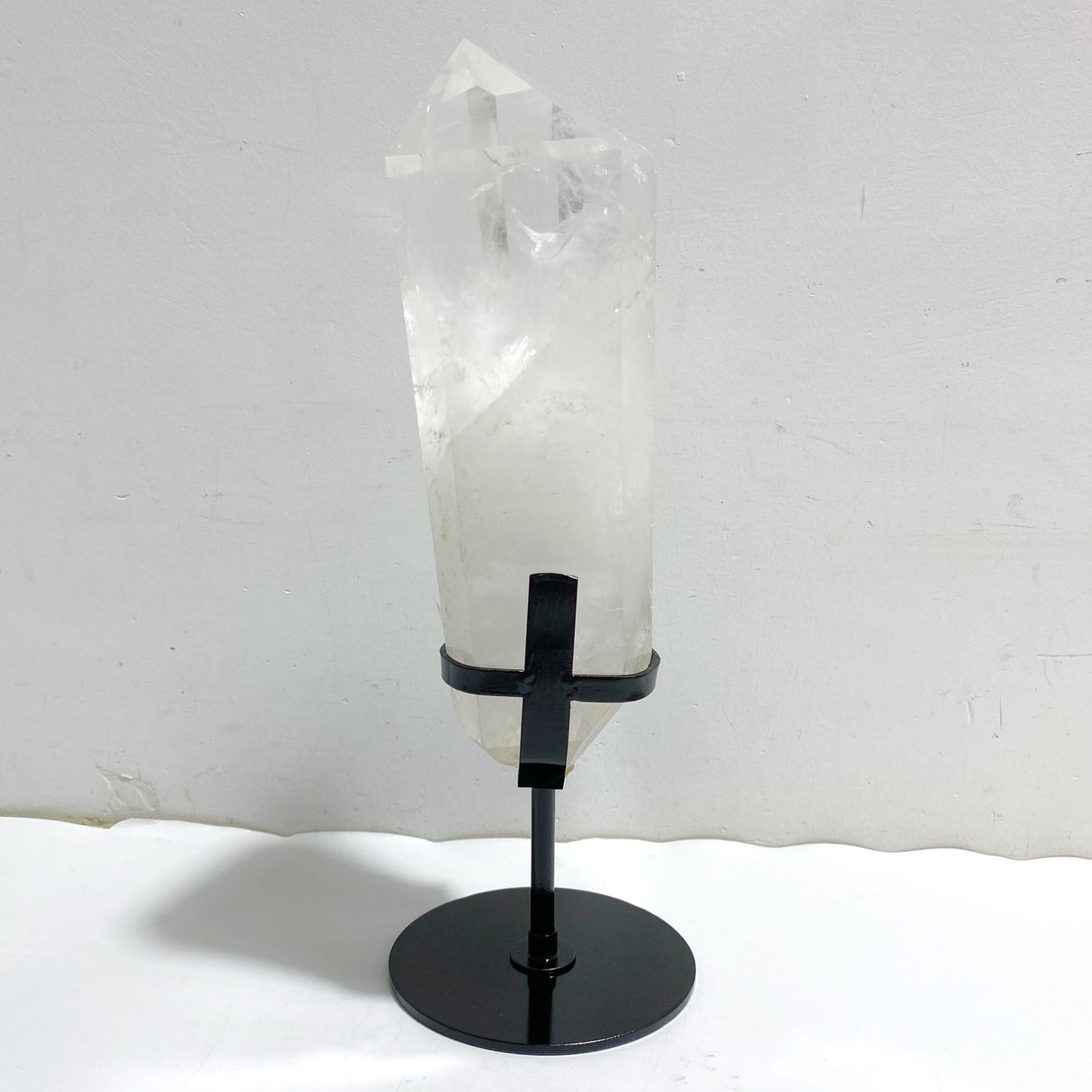 Large Clear Quartz Raw Bottom Point With Stand