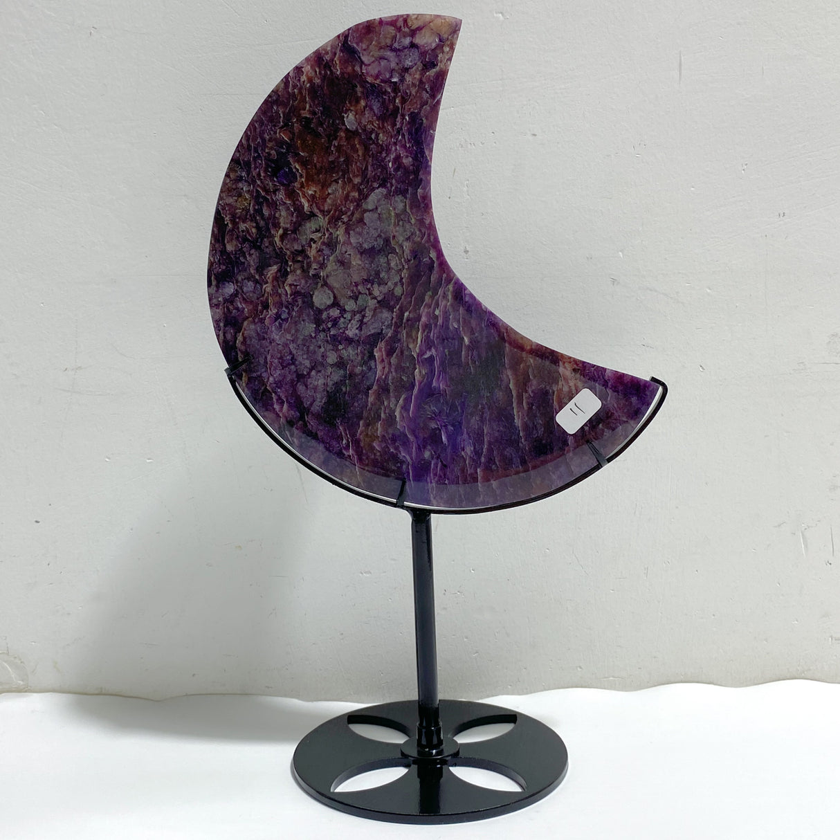 Large Charoite Moon Carving With Stand #11