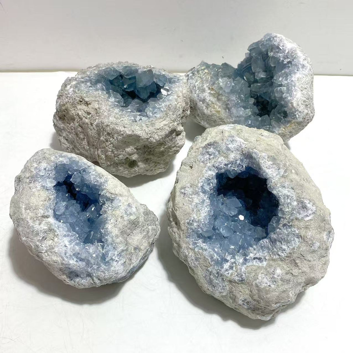 4 Pieces Large Blue Celestite Cluster Home Decor