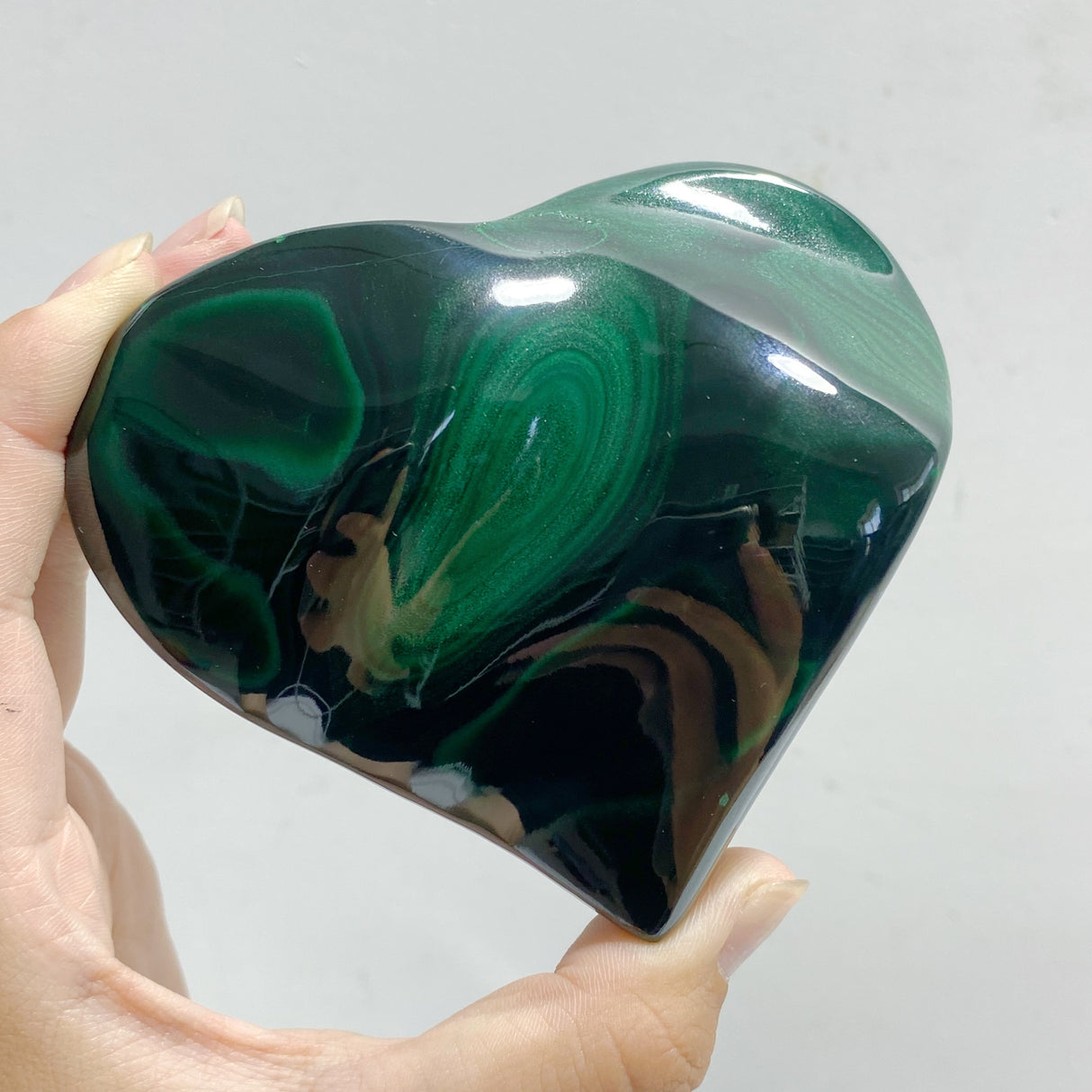 6 Pieces Large Malachite Heart Raw Bottom