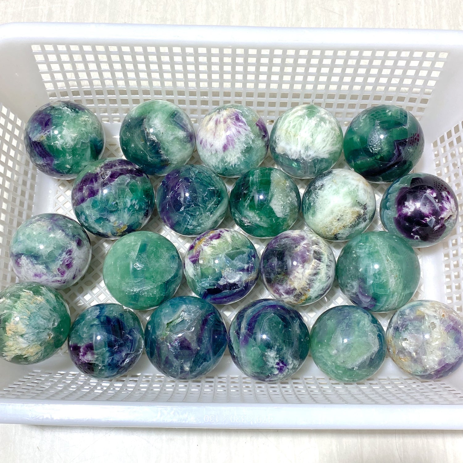 21 Pieces Beautiful Feather Fluorite Sphere