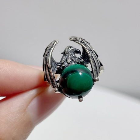 #G1 Silver Rings Eagle Shape Wholesale Kunzite Charoite Citrine Malachite Clear Quartz Smoky Quartz - Wholesale Crystals