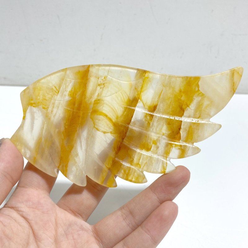 Golden Hematoid Quartz Heart Wing Carving With Stand Fire Quartz -Wholesale Crystals