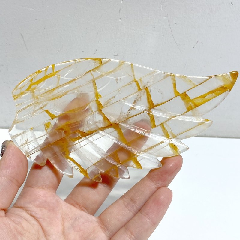 Golden Hematoid Quartz Heart Wing Carving With Stand Fire Quartz -Wholesale Crystals