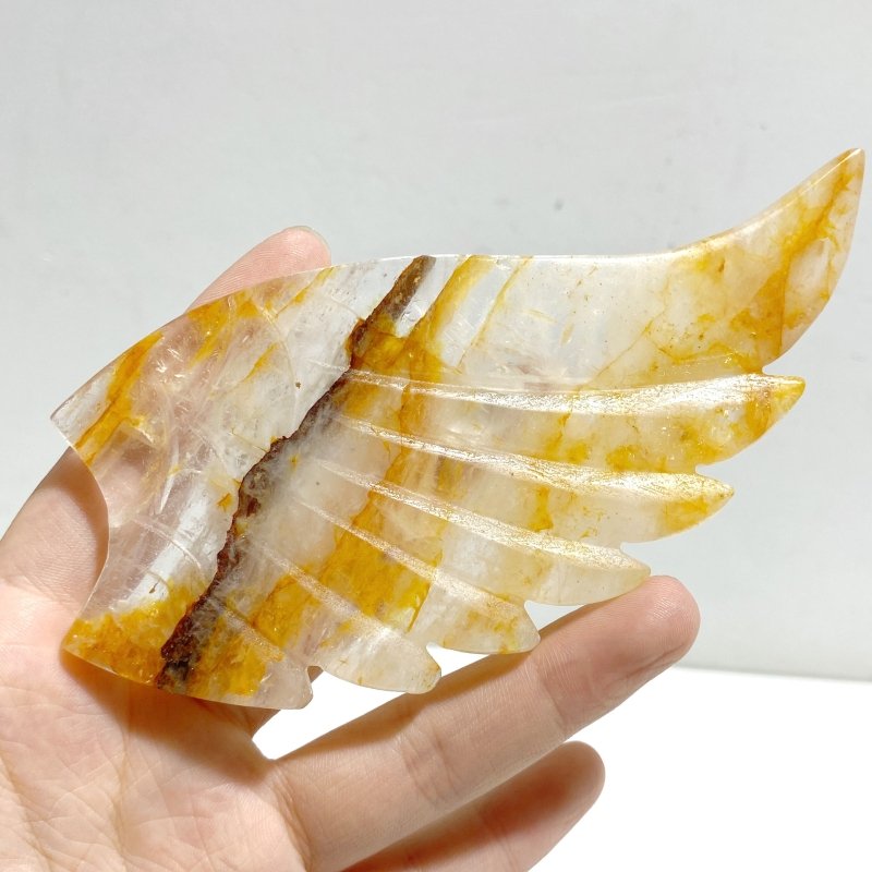 Golden Hematoid Quartz Heart Wing Carving With Stand Fire Quartz -Wholesale Crystals