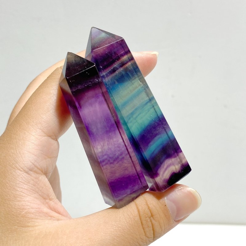 High Quality 5-8cm Rainbow Fluorite Four-sided Tower Point Wholesale -Wholesale Crystals