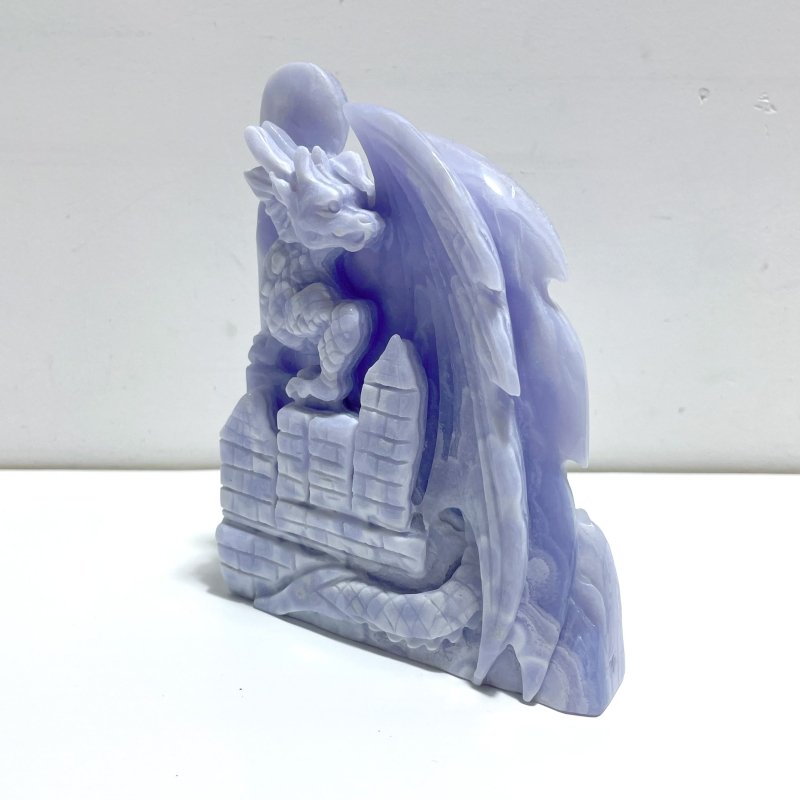 High Quality Blue Lace Agate Flying Dragon Castle Carving - Wholesale Crystals