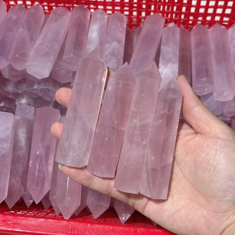 High Quality Clear Rose Quartz Points Deep Pink - Wholesale Crystals