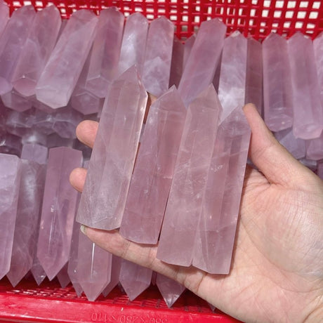 High Quality Clear Rose Quartz Points Deep Pink - Wholesale Crystals