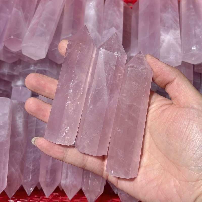 High Quality Clear Rose Quartz Points Deep Pink - Wholesale Crystals