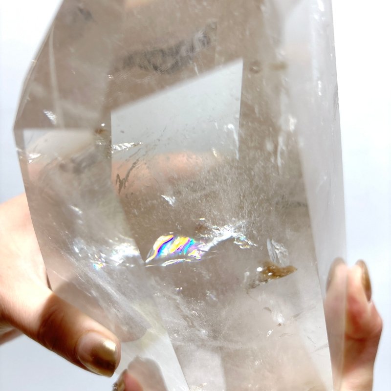 High Quality Large Clear Quartz Crystal Point Raw Bottom With Rainbow - Wholesale Crystals