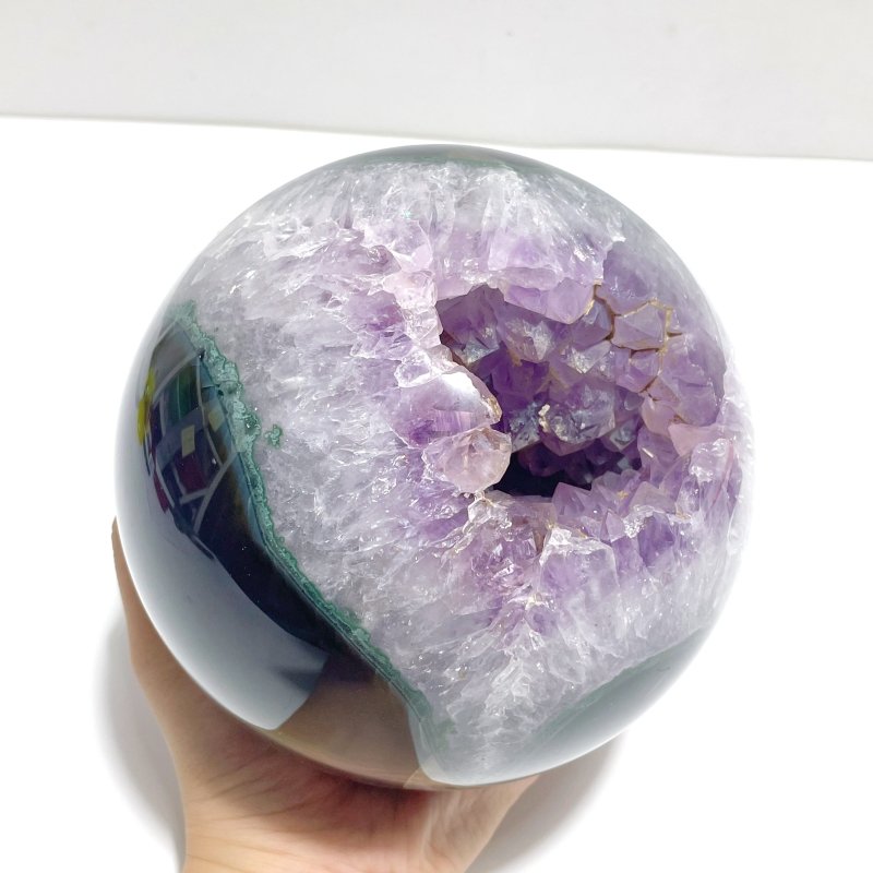Large 12.5CM Geode Druzy Amethyst Mixed Agate Sphere - Wholesale Crystals