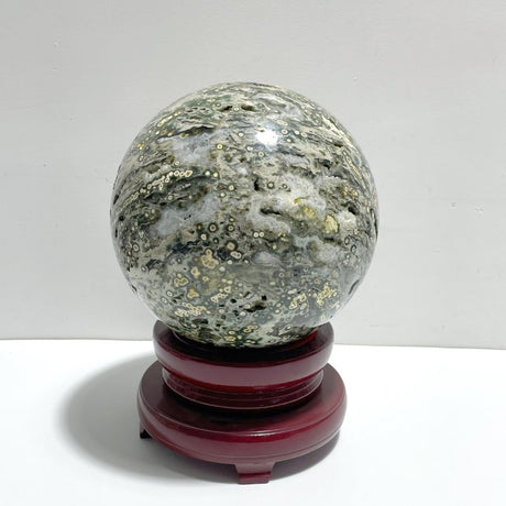 Large 19.8CM Geode Druzy 8th Vein Ocean Jasper Sphere - Wholesale Crystals