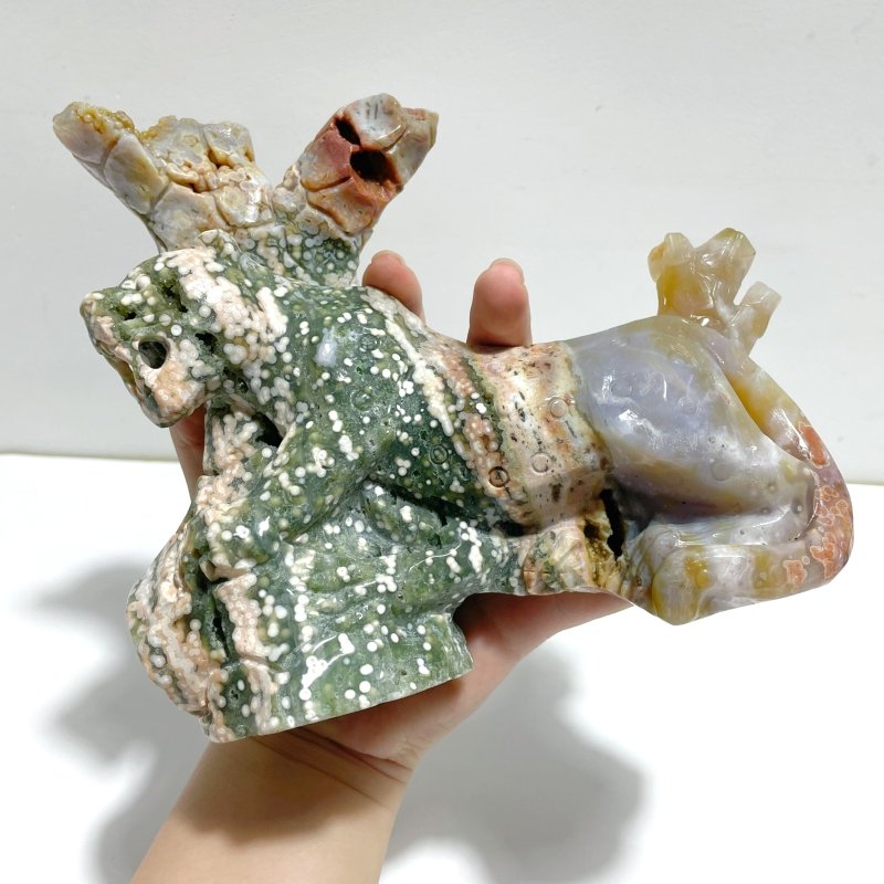 Large 8th Vein Ocean Jasper Leopard Carving - Wholesale Crystals