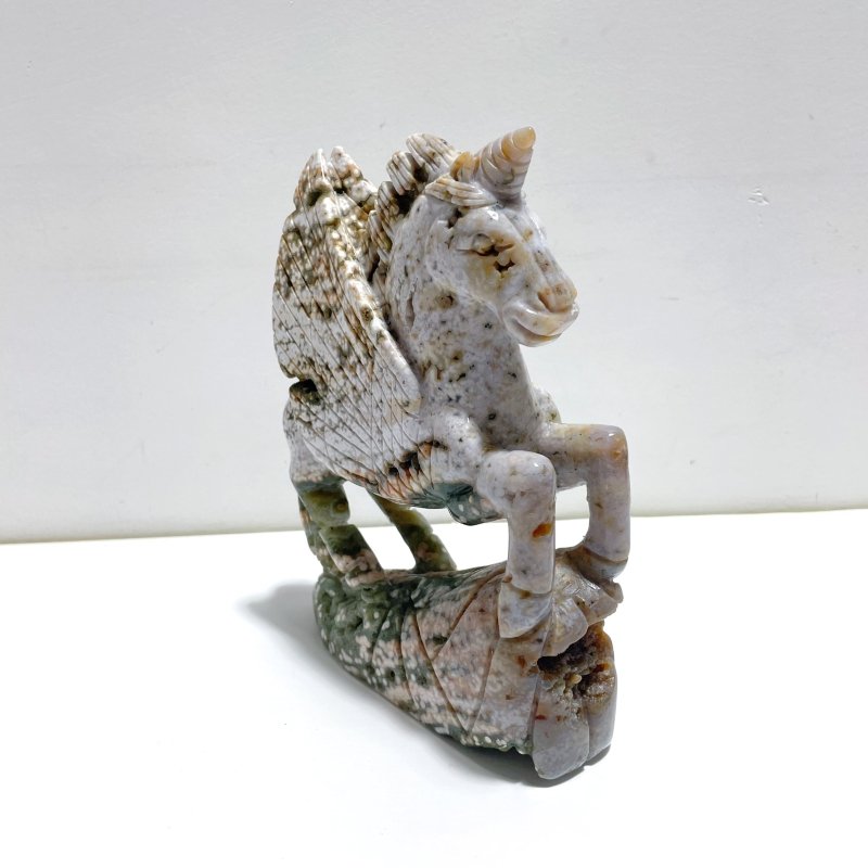 Large 8th Vein Ocean Jasper Unicorn/Pegasus Carving - Wholesale Crystals