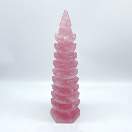 Large Beautiful Rose Quartz Wenchang Tower 9-level Pagoda -Wholesale Crystals