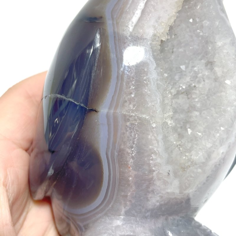 Large Druzy Geode Agate Penguin Carving(Natural Crack) - Wholesale Crystals