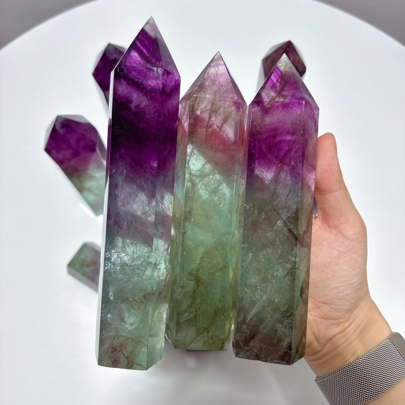 Large Fat Watermelon Colourful Fluorite Tower Point Wholesale - Wholesale Crystals