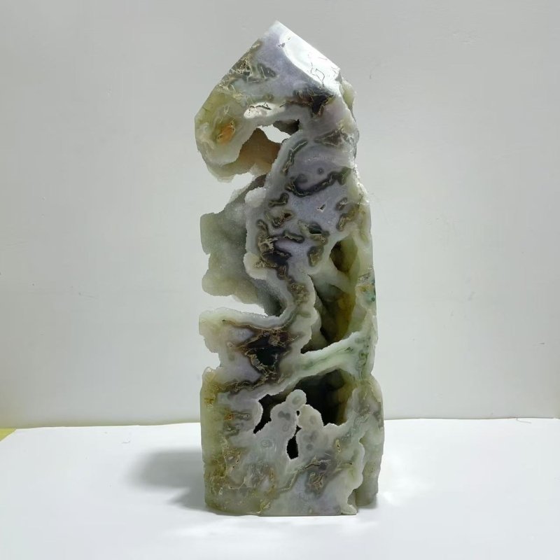 Large Geode Druzy Moss Agate Tower Home Decor - Wholesale Crystals