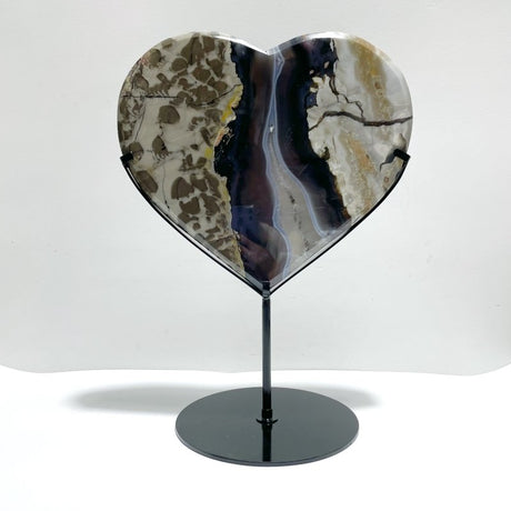 Large Volcano Agate Heart With Stand (UV - Reactive) - Wholesale Crystals
