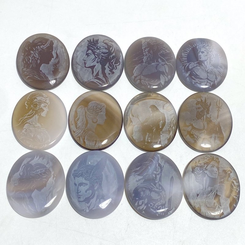 Laser Printing Silver Twelve Olympians Agate Stone DIY Accessories Wholesale - Wholesale Crystals