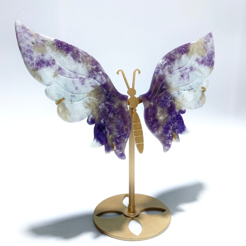 Lepidolite Butterfly Wing Carving With Stand - Wholesale Crystals