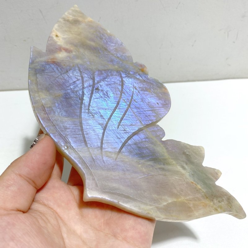 Moonstone Butterfly Wing Carving With Stand -Wholesale Crystals