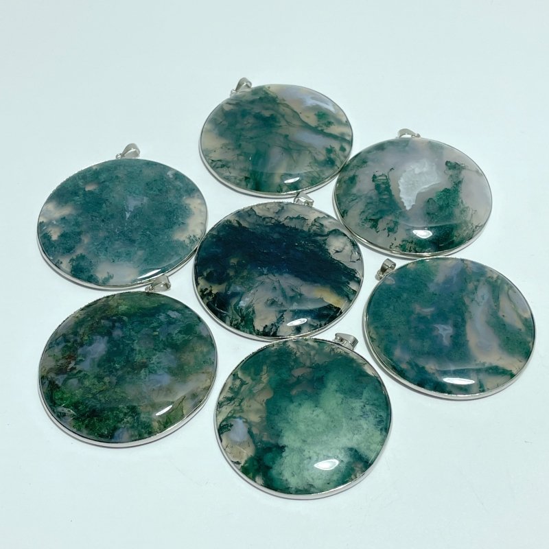 Moss Agate Crystal Pendant Round Shape Wholesale - Wholesale Crystals