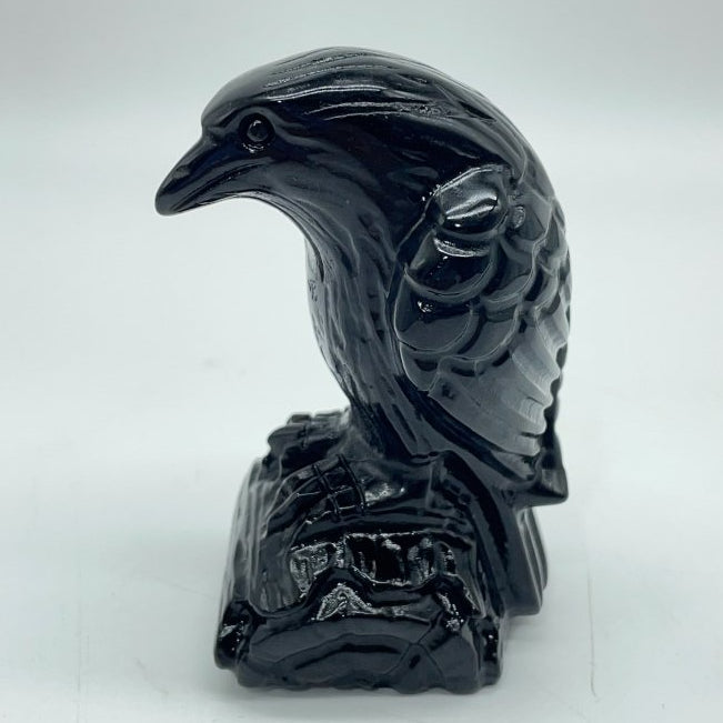 Obsidian Eagle Standing On The Wood Carving Wholesale -Wholesale Crystals