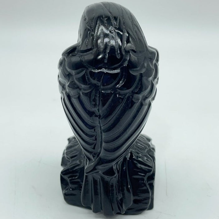 Obsidian Eagle Standing On The Wood Carving Wholesale -Wholesale Crystals