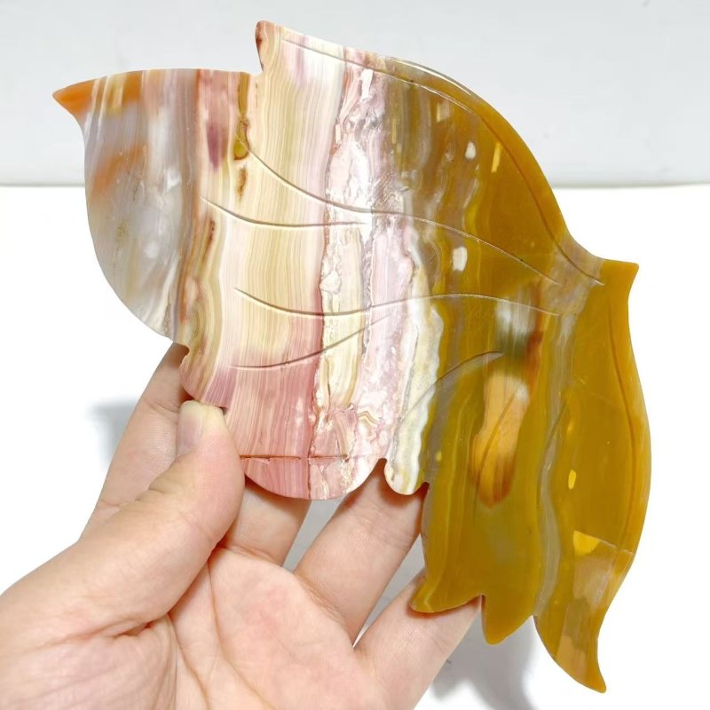 Ocean Jasper Butterfly Wing Carving With Stand - Wholesale Crystals