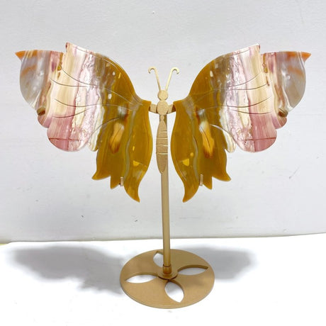 Ocean Jasper Butterfly Wing Carving With Stand - Wholesale Crystals