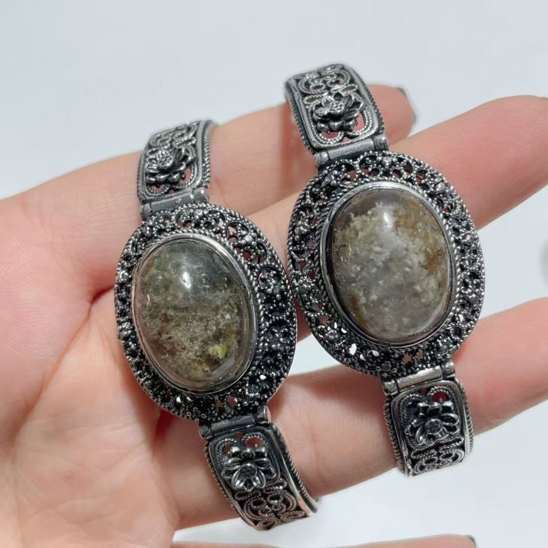 Open Bangle 13 Pieces Retro Garden Quartz Adjustable Alloy Cuff bracelet - Wholesale Crystals