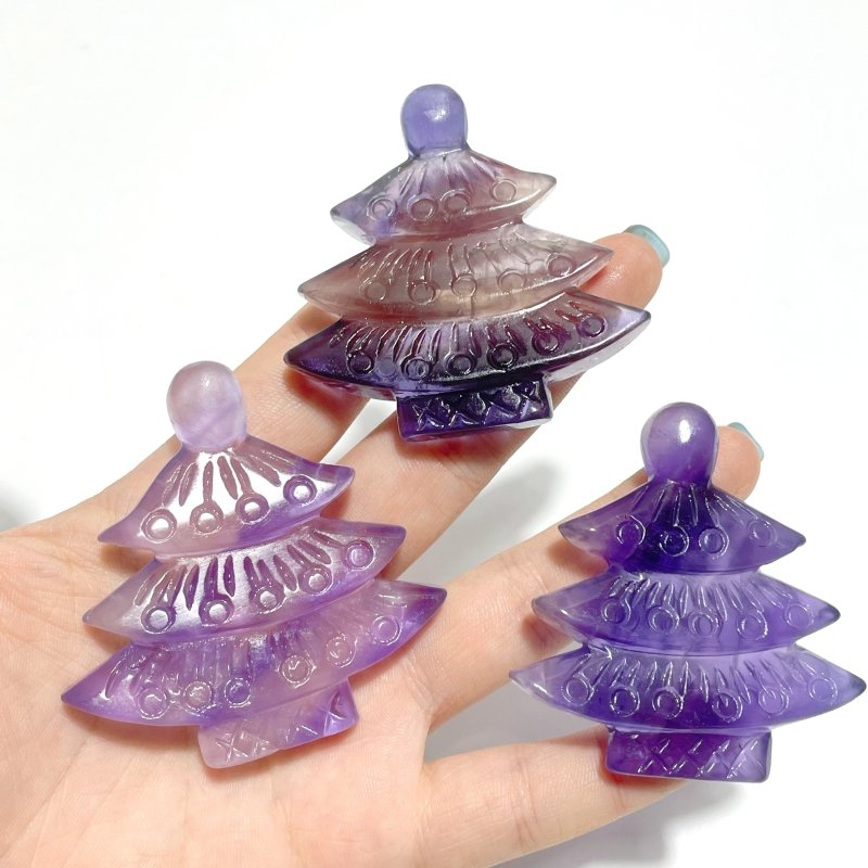 Purple Fluorite Christmas Tree Carving Wholesale - Wholesale Crystals
