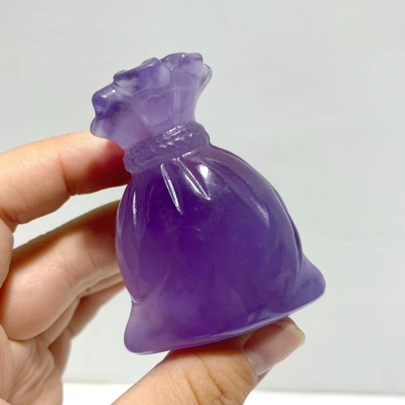 Purple Fluorite Money Bag Carving Wholesale - Wholesale Crystals
