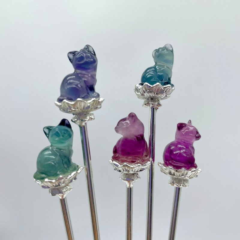 Rainbow Fluorite Animal Hairpin Carving Wholesale - Wholesale Crystals