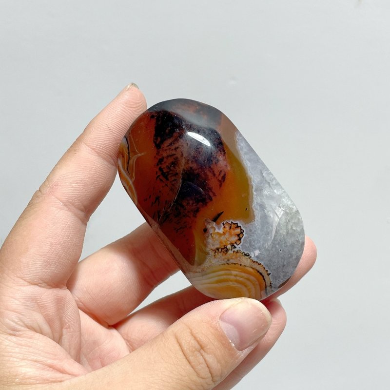 Red&Black Stripe Agate Mixed Quartz Palm Wholesale - Wholesale Crystals