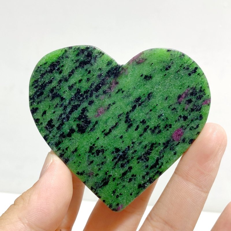 Ruby Zoisite Heart Wing Carving With Stand -Wholesale Crystals