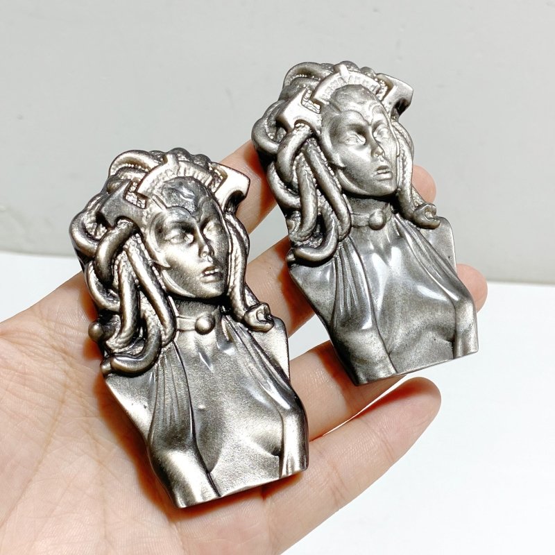 Silver Sheen Obsidian Medusa Carving Wholesale -Wholesale Crystals