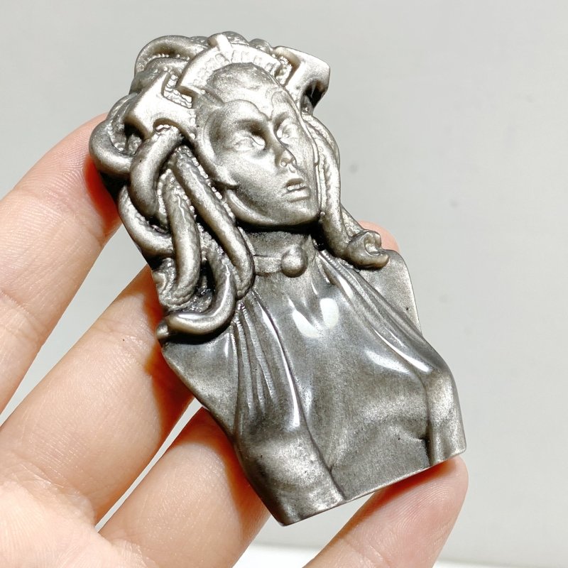 Silver Sheen Obsidian Medusa Carving Wholesale -Wholesale Crystals