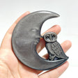 Silver Sheen Obsidian Moon Face Owl Carving Wholesale - Wholesale Crystals