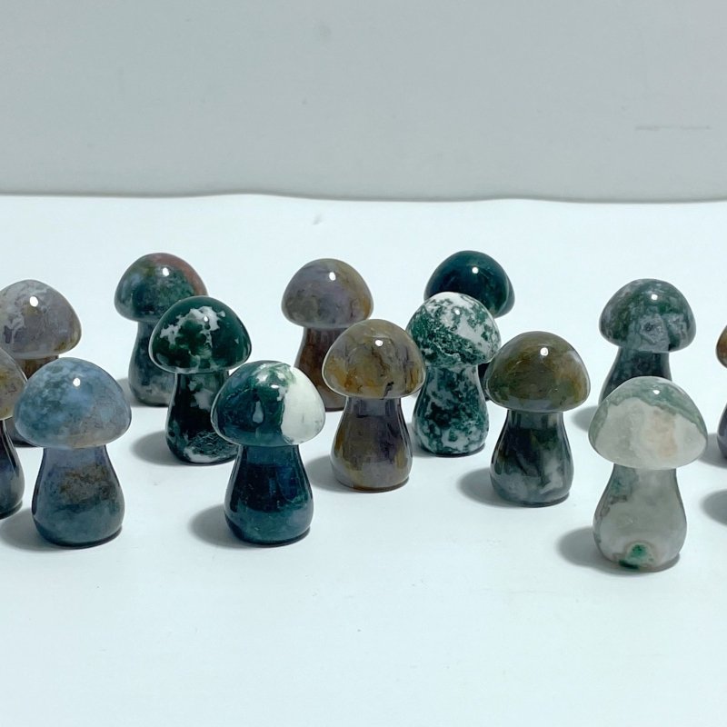 Small Moss Agate Mushroom Carving Wholesale - Wholesale Crystals