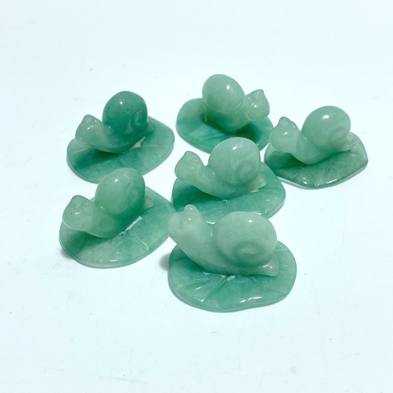 Snail On Leaf Mini Carving Wholesale Tiger Eye Green Aventurine - Wholesale Crystals