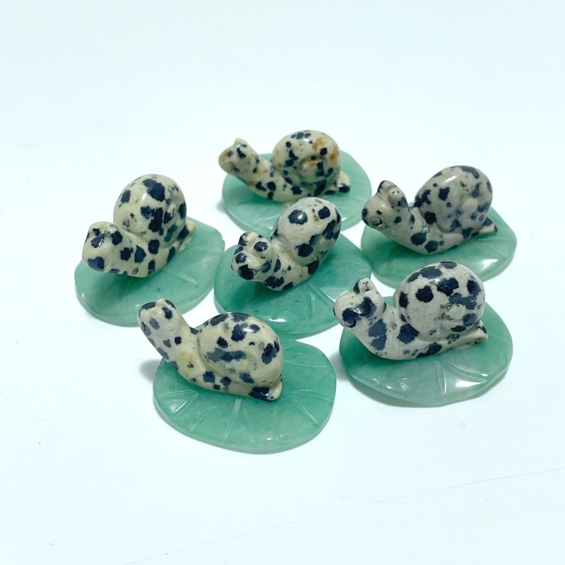 Snail On Leaf Mini Carving Wholesale Tiger Eye Green Aventurine - Wholesale Crystals