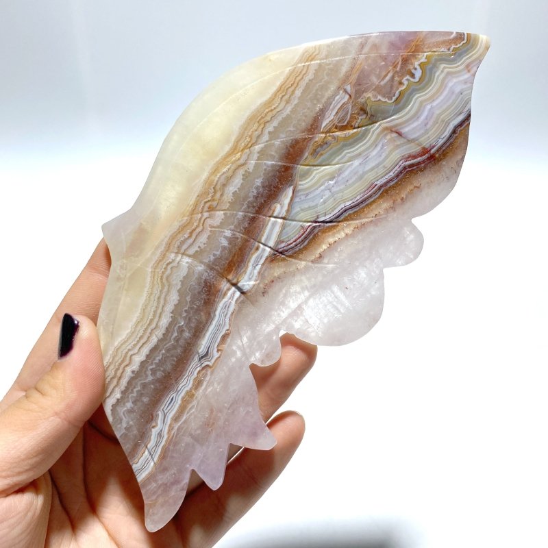 Stripe Agate Butterfly Wing Carving With Stand - Wholesale Crystals